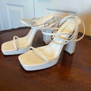 Lulu’s White Lace Up Heels